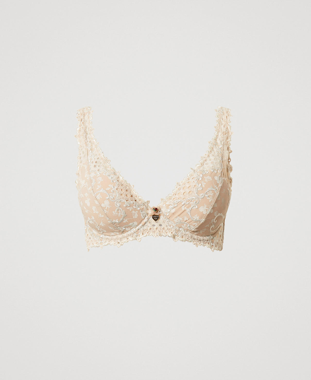 Twinset Sous-vêtements et vêtements de nuit - Soutien-gorge brassière avec broderie florale, Wonder Beige, Taille: 1-C
