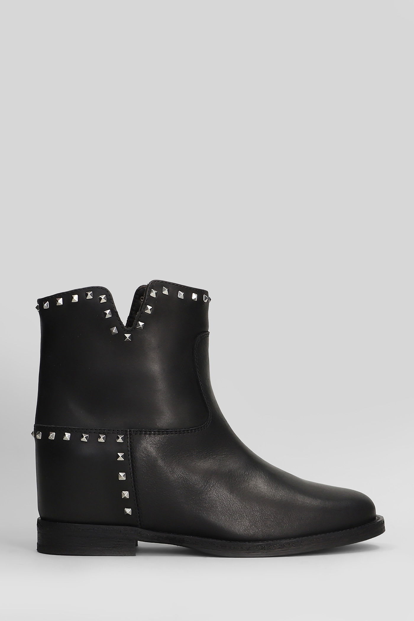 Via Roma 15 Ankle Boots Inside Wedge In Black Leather