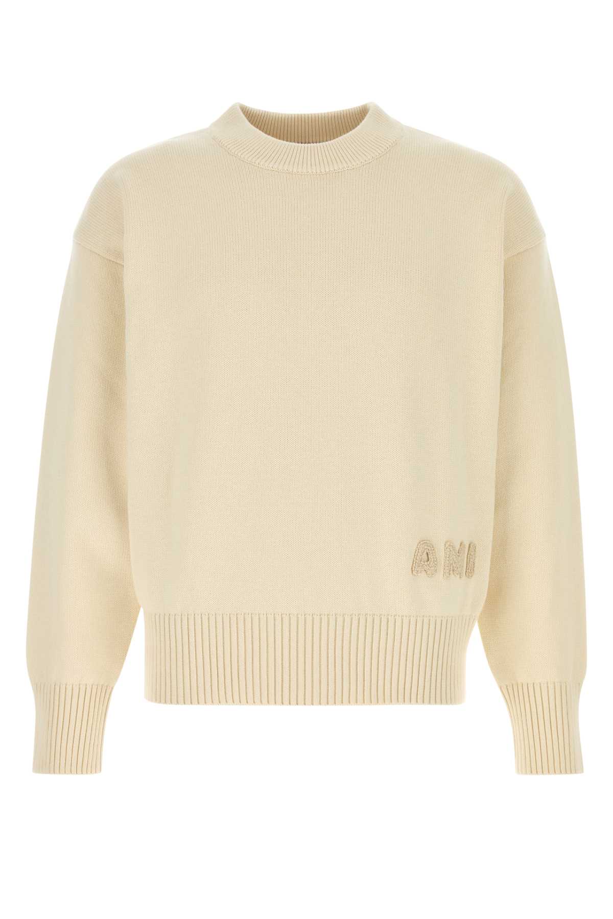 Ami Alexandre Mattiussi Cream Cotton Blend Sweater