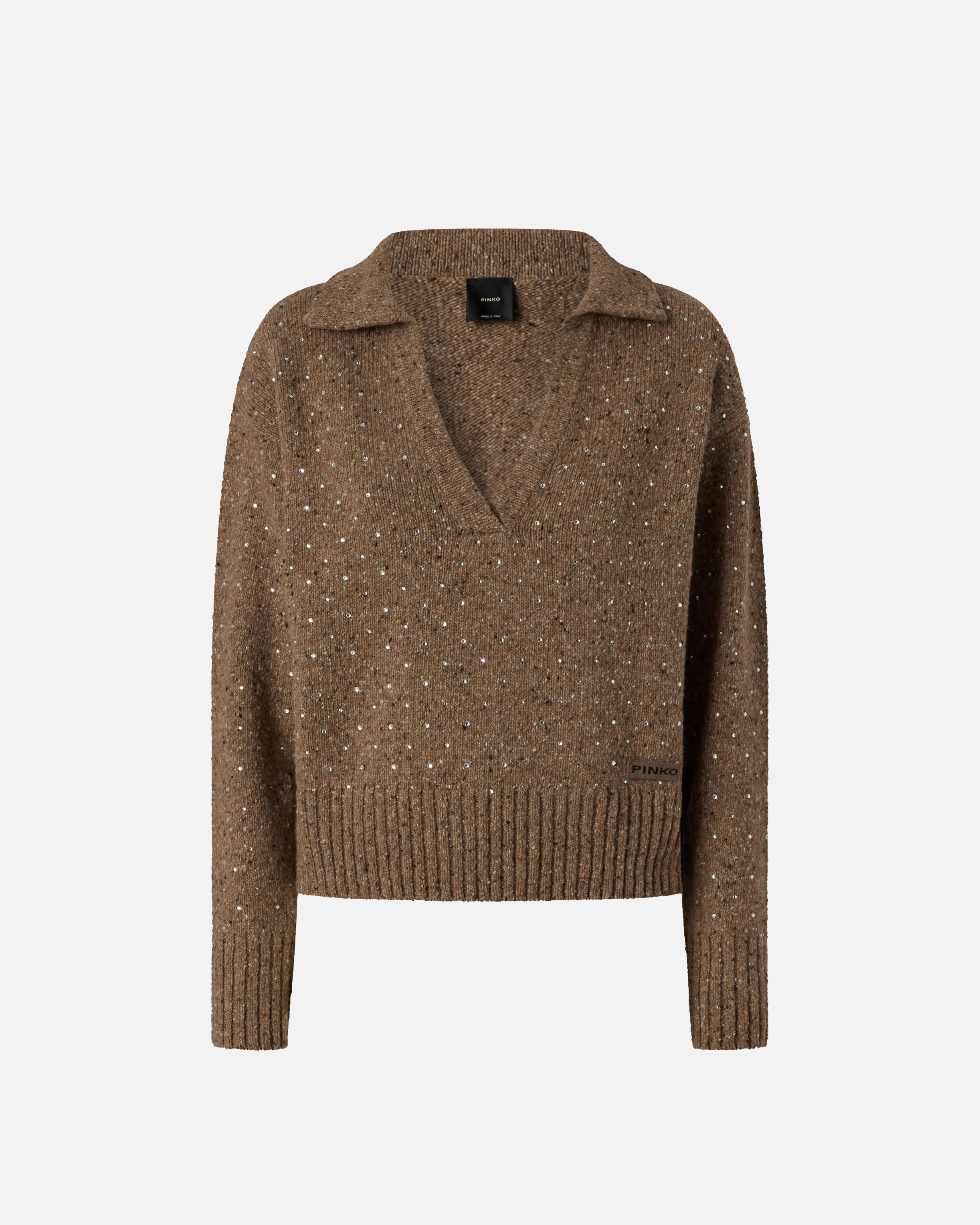 Pinko, V-neck sweater with rhinestones, C3z, XXS