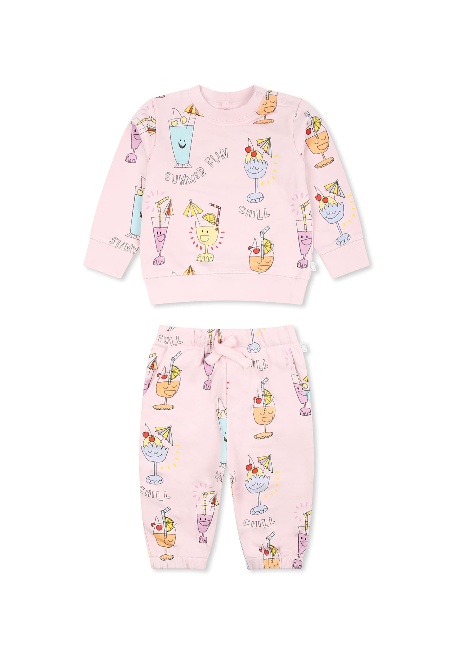 Stella McCartney Kids Lilac Suit For Baby Girl With Cocktail Print