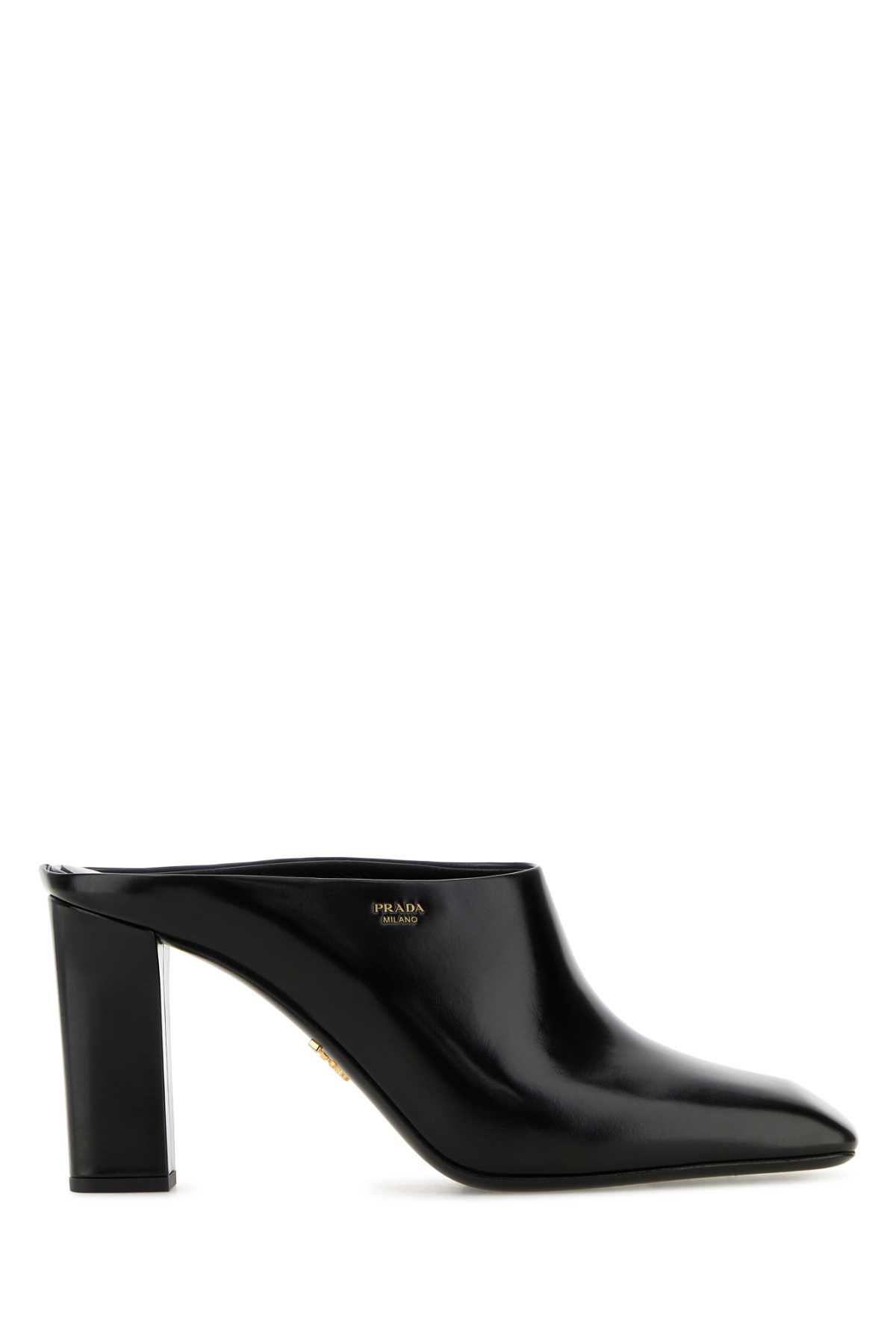 Prada Black Leather Mules