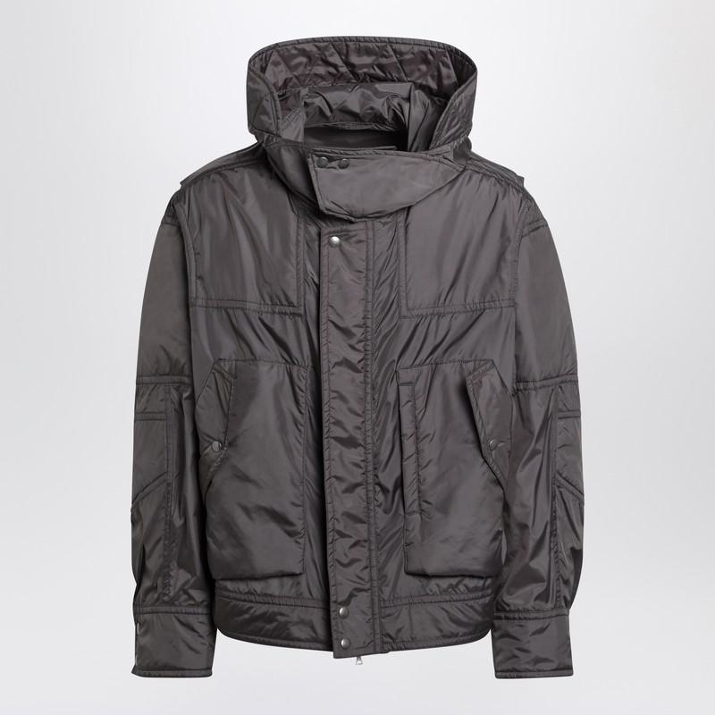 Dries Van Noten Dark Gray Satin Bomber Jacket