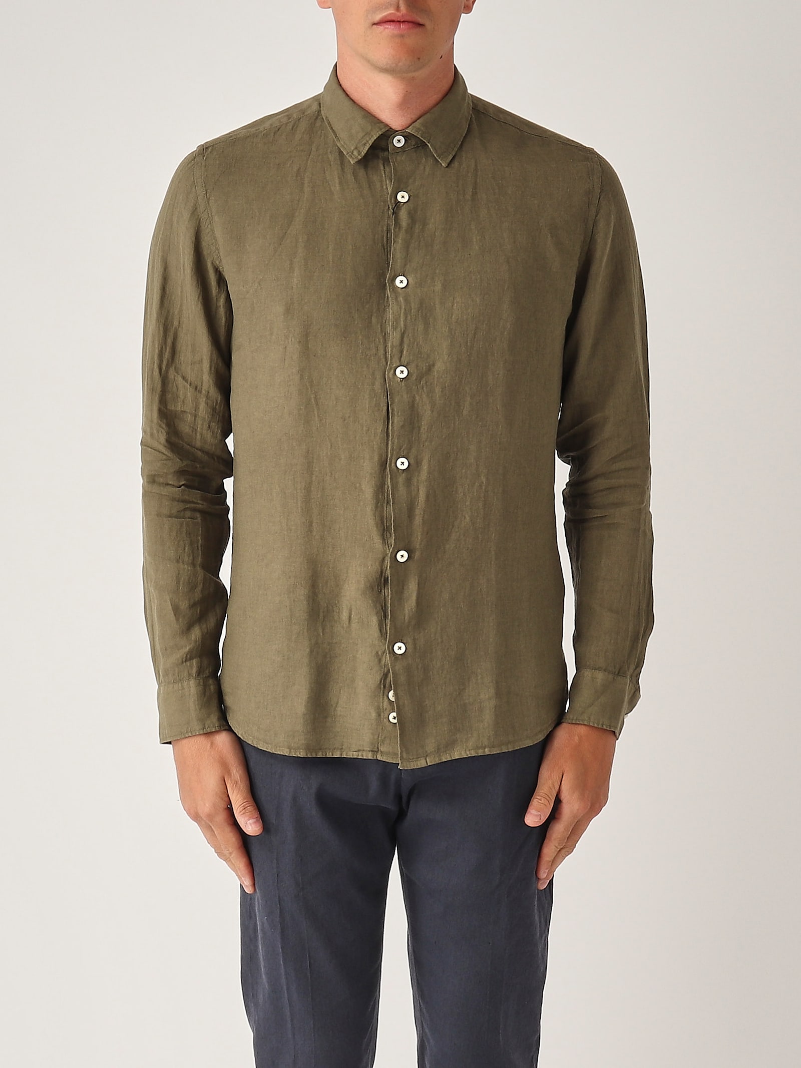 Altea Camicia M/l Collo Aperto Full-button Lino 100% Shirt
