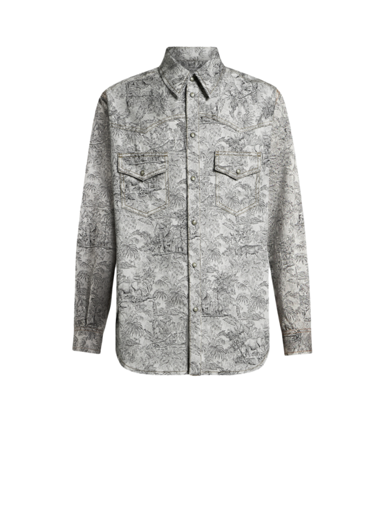 Etro, Surchemise En Denim De Lin Mélangé, Homme, Blanc, Taille XS