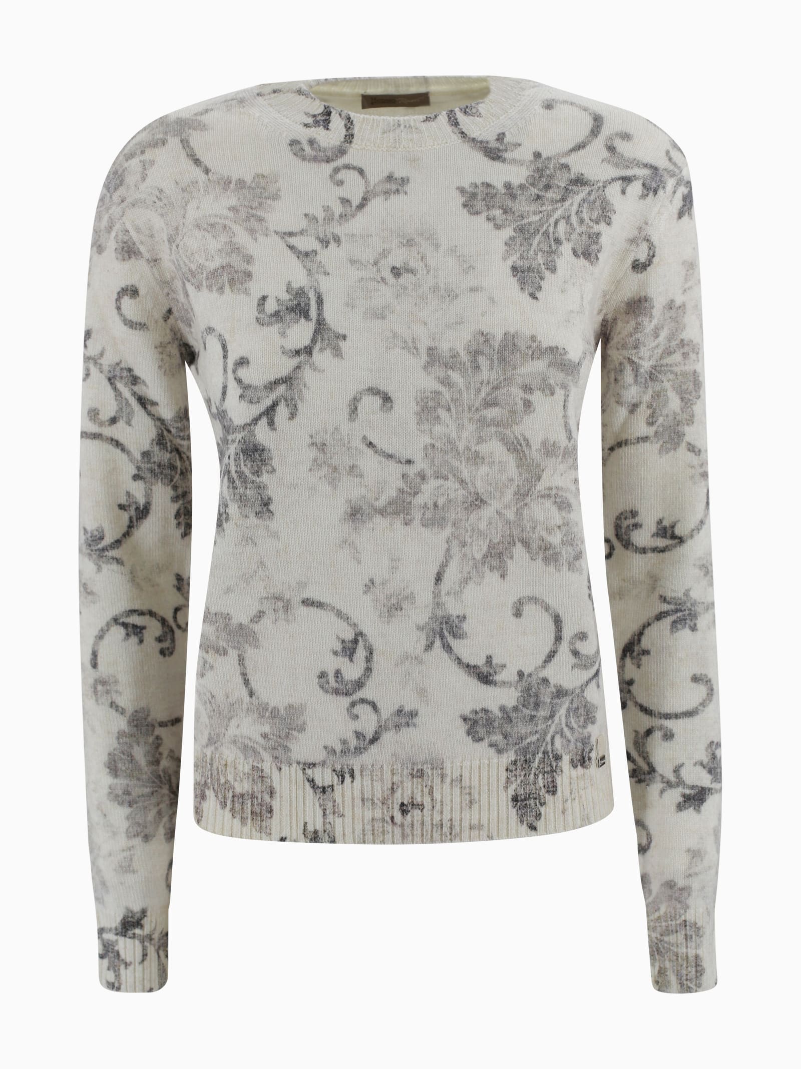 Herno Crew Neck Sweater With Floral Print