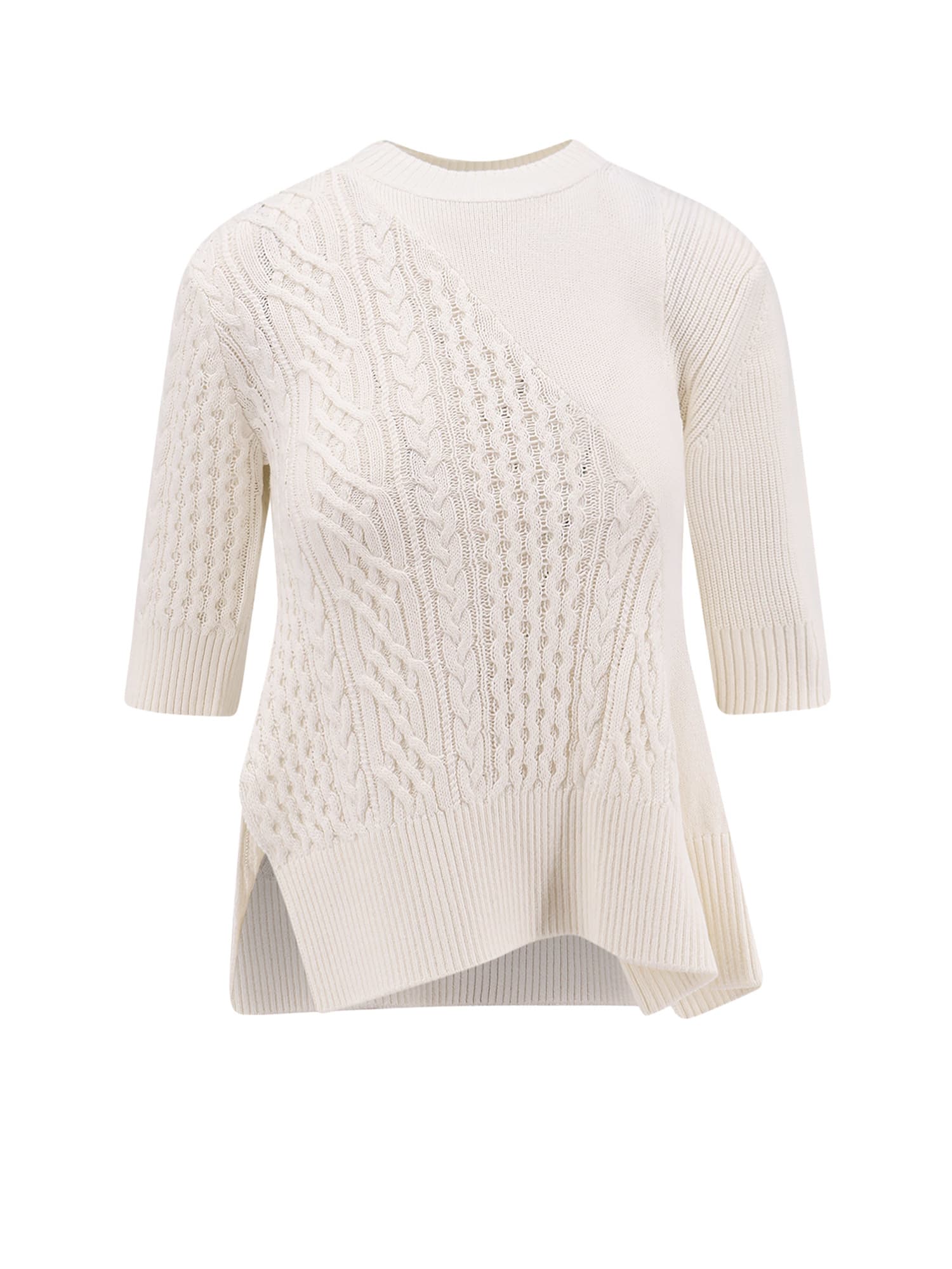 Sacai Asymmetrical Cotton Blend Sweater