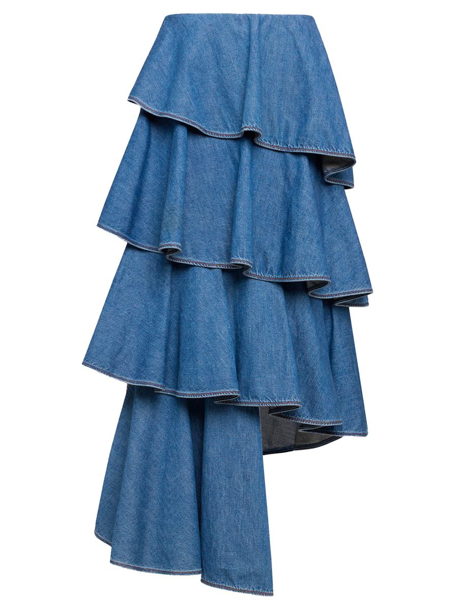 Alaïa Denim Spiral Skirt Clothing