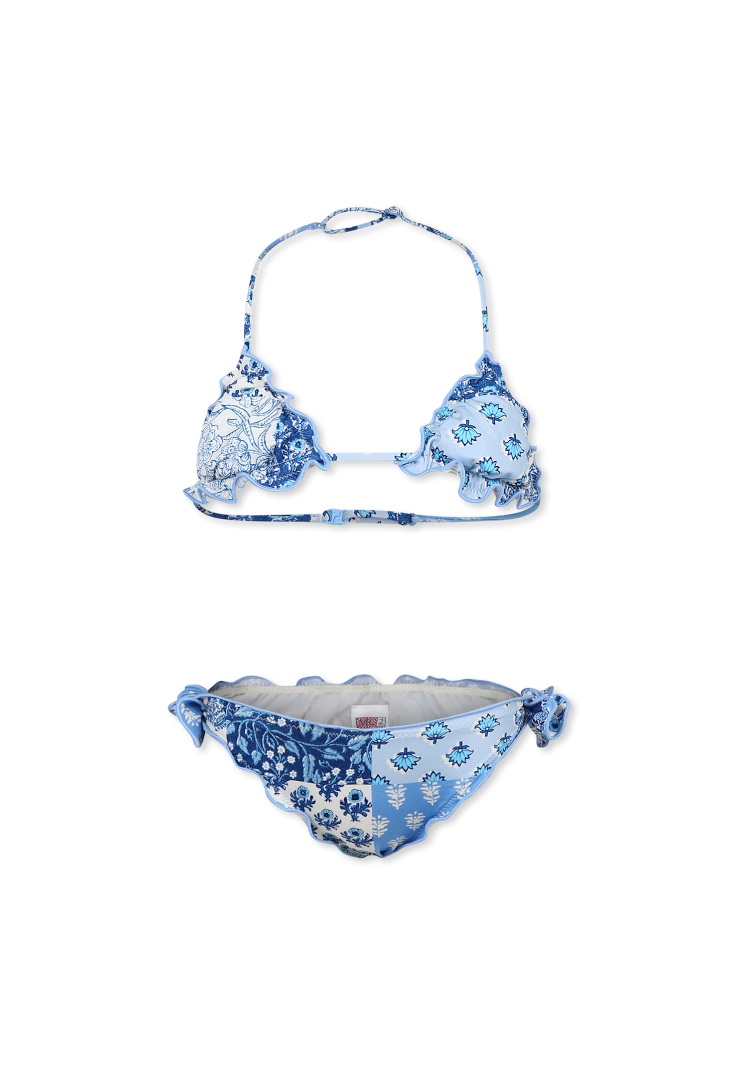 MC2 Saint Barth Light Blue Bikini For Girl With Floral Print