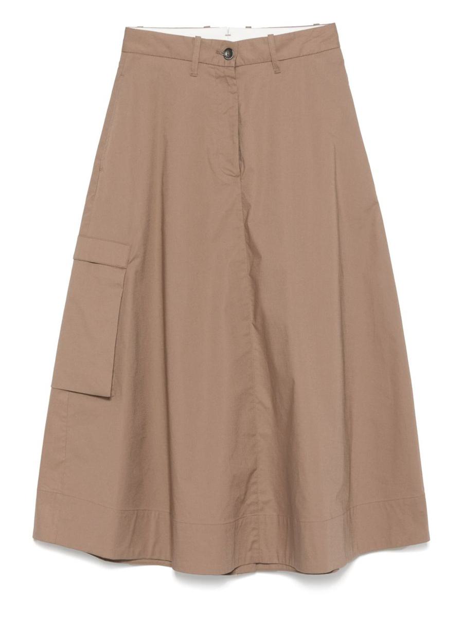 Nine In The Morning Brown Cotton Midi Skirt