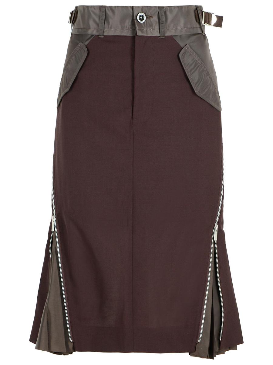 Sacai Brown Wool Blend Skirt