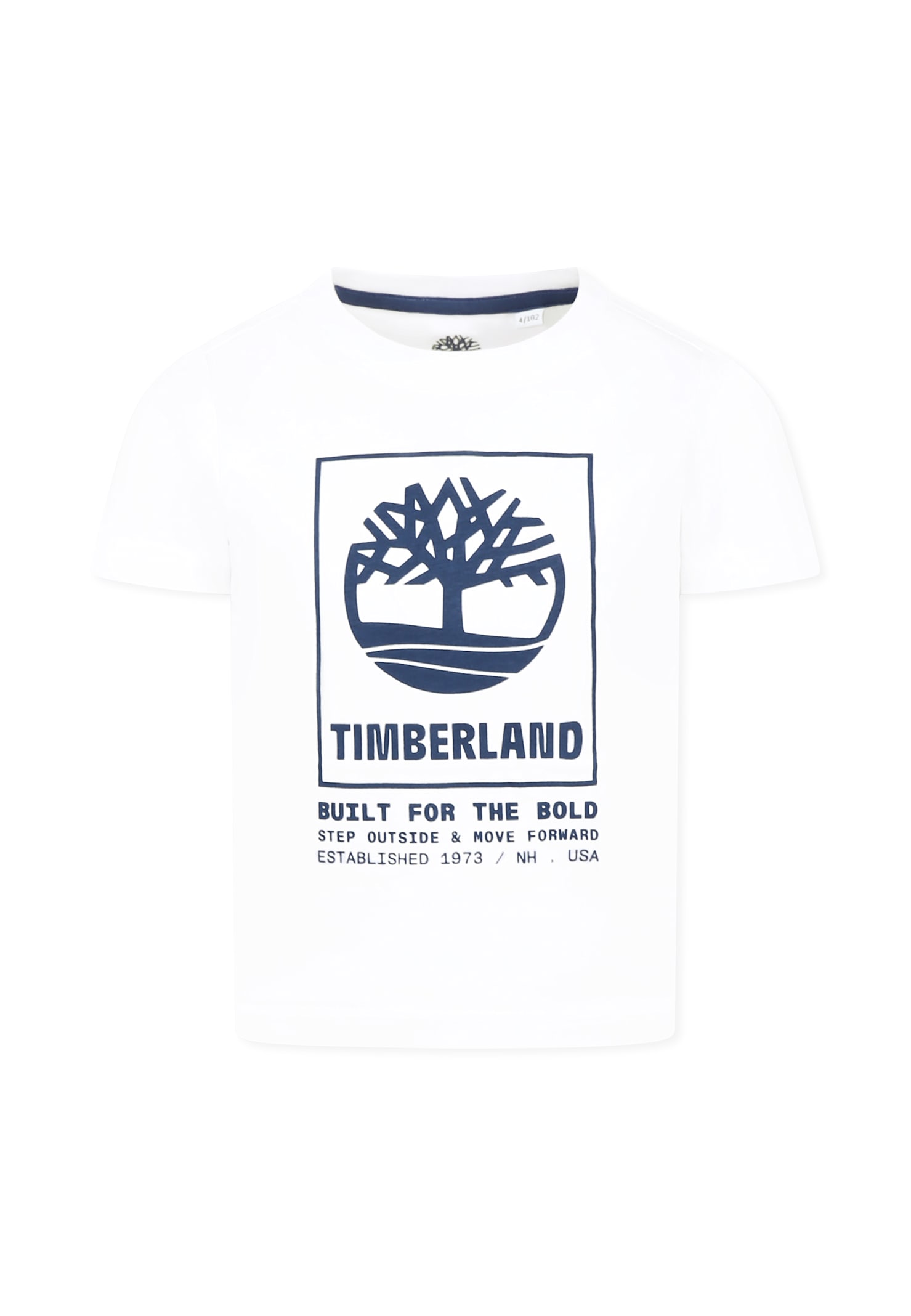 Timberland White T-shirt For Boy With Logo