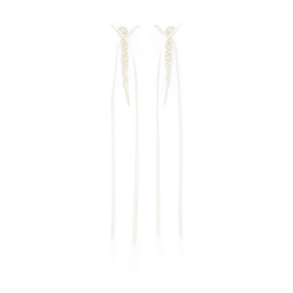 Simone Rocha Slim Bow Ribbon Drip Earrings
