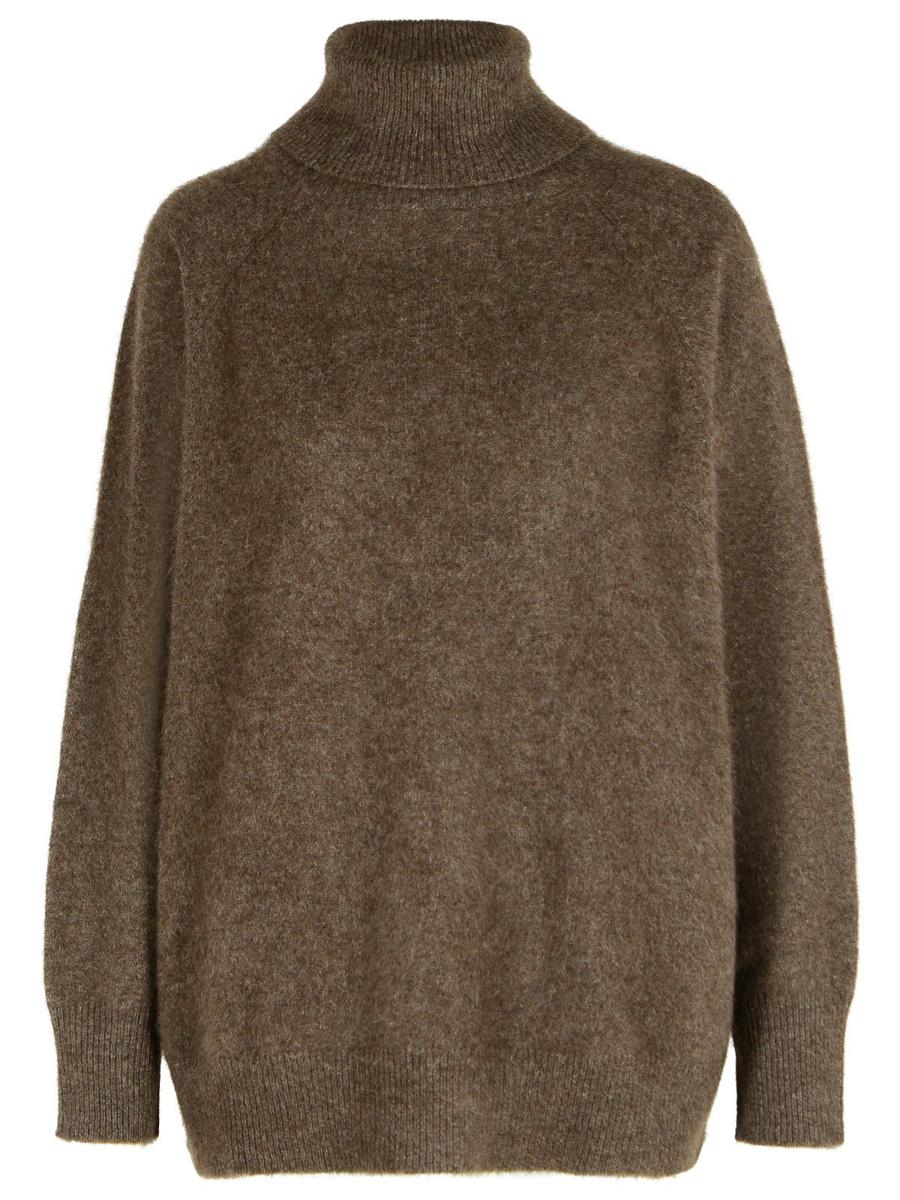 P. A.R. O.S. H. 'Lacoon' Turtleneck Sweater In Brown Fur Or Horsehair