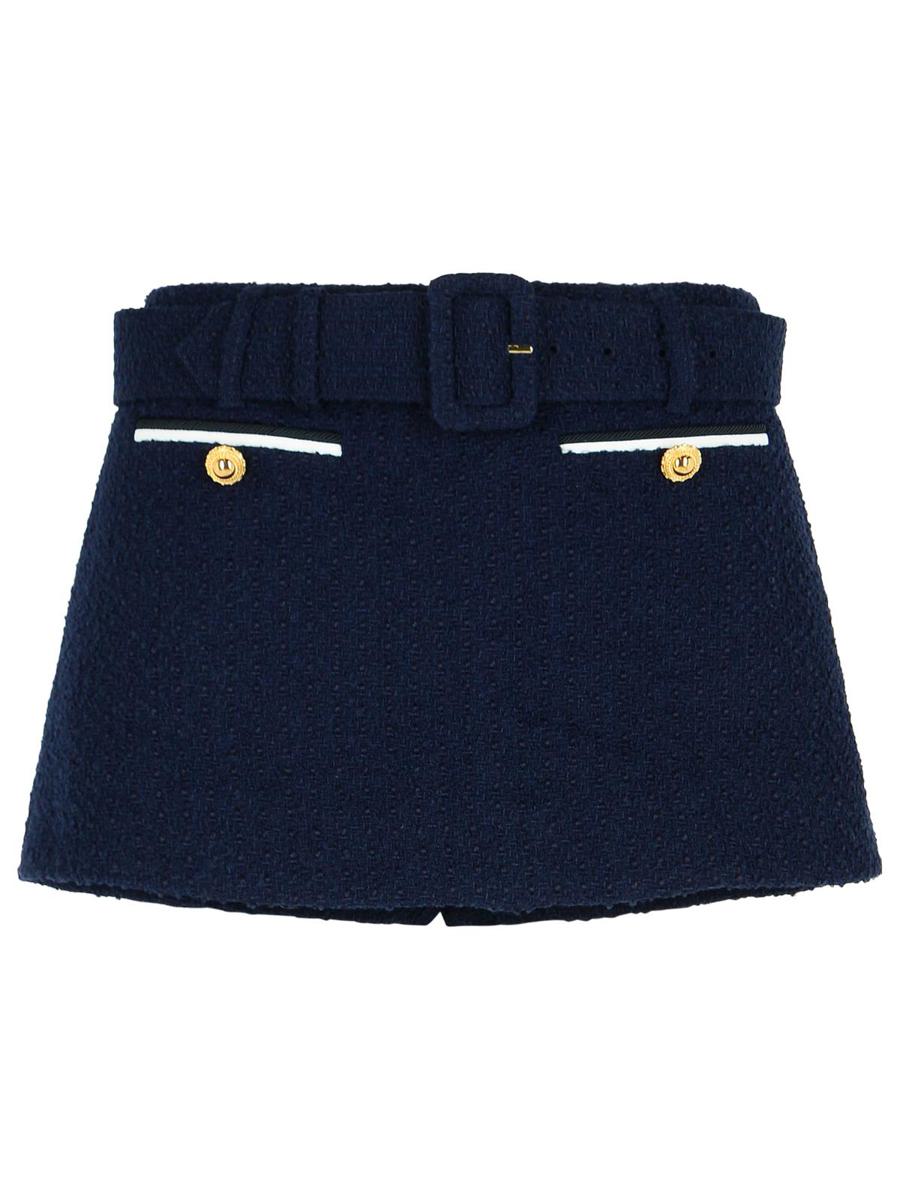 Self-Portrait Blue Wool Blend Shorts