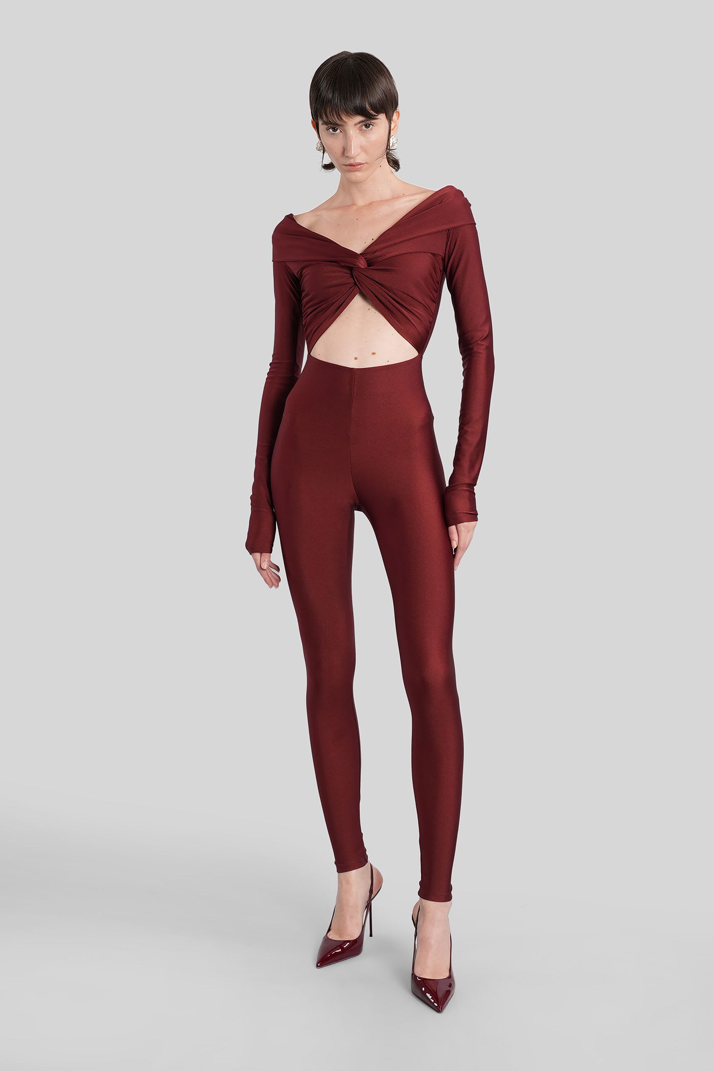 The Andamane Kendall Jumpsuit In Bordeaux Polyamide