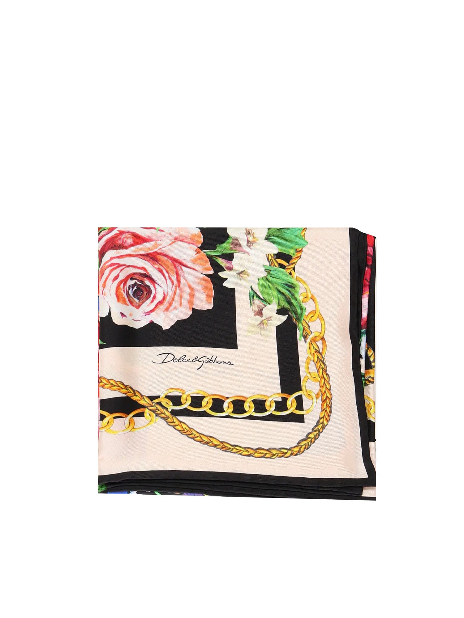 Dolce & Gabbana Flower Print Silk Twill Scarf