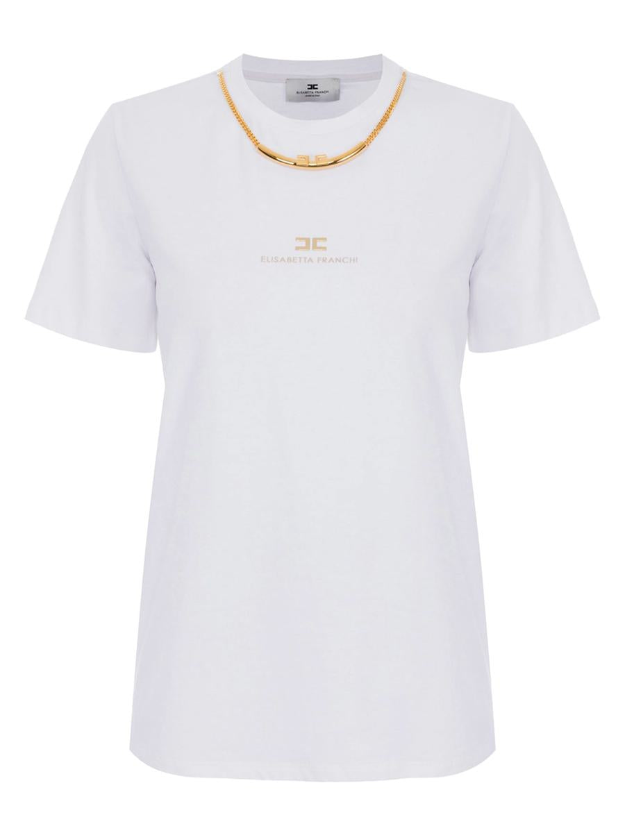 Elisabetta Franchi T-Shirt In Jersery With Necklace Clothing