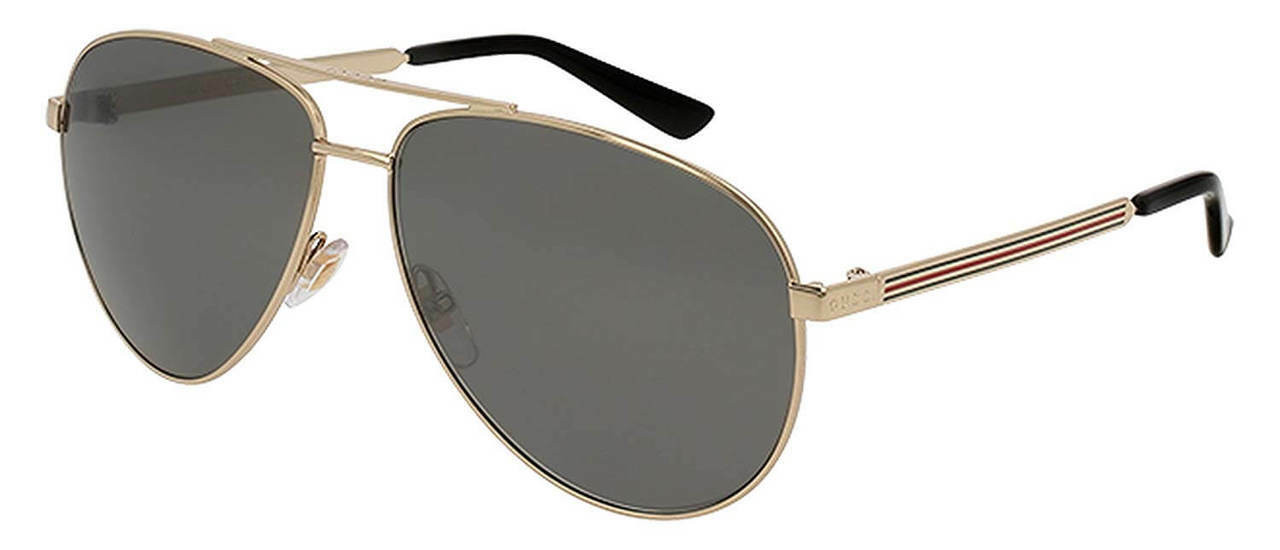 Gucci Gold Grey Aviator Men's Sunglasses GG0137S 002