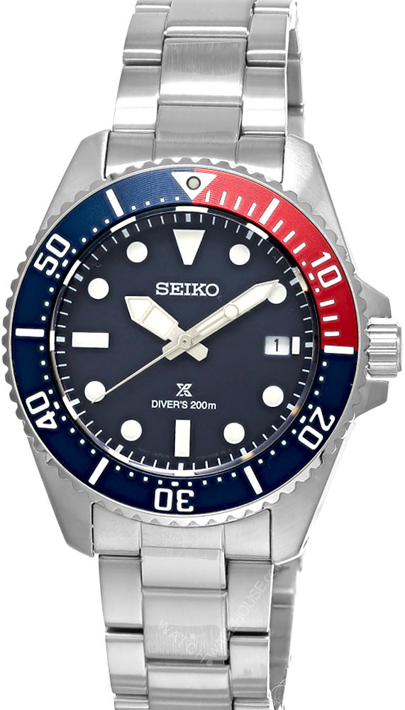 SEIKO Prospex Stainless Steel 41MM Blue Dial Solar Dive Men's Watch SNE595