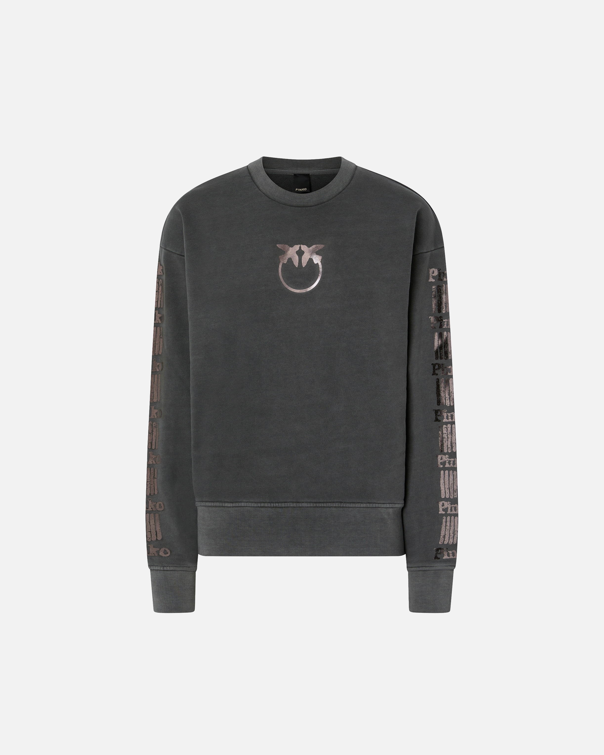Pinko, Sweatshirt with laminated print, Gris-mouette foncé, XS