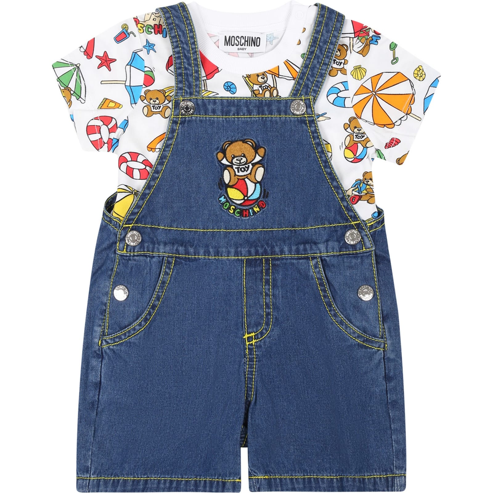 Moschino Complet Bleu Pour Nouveau-né Avec Teddy Bear Et Timbre