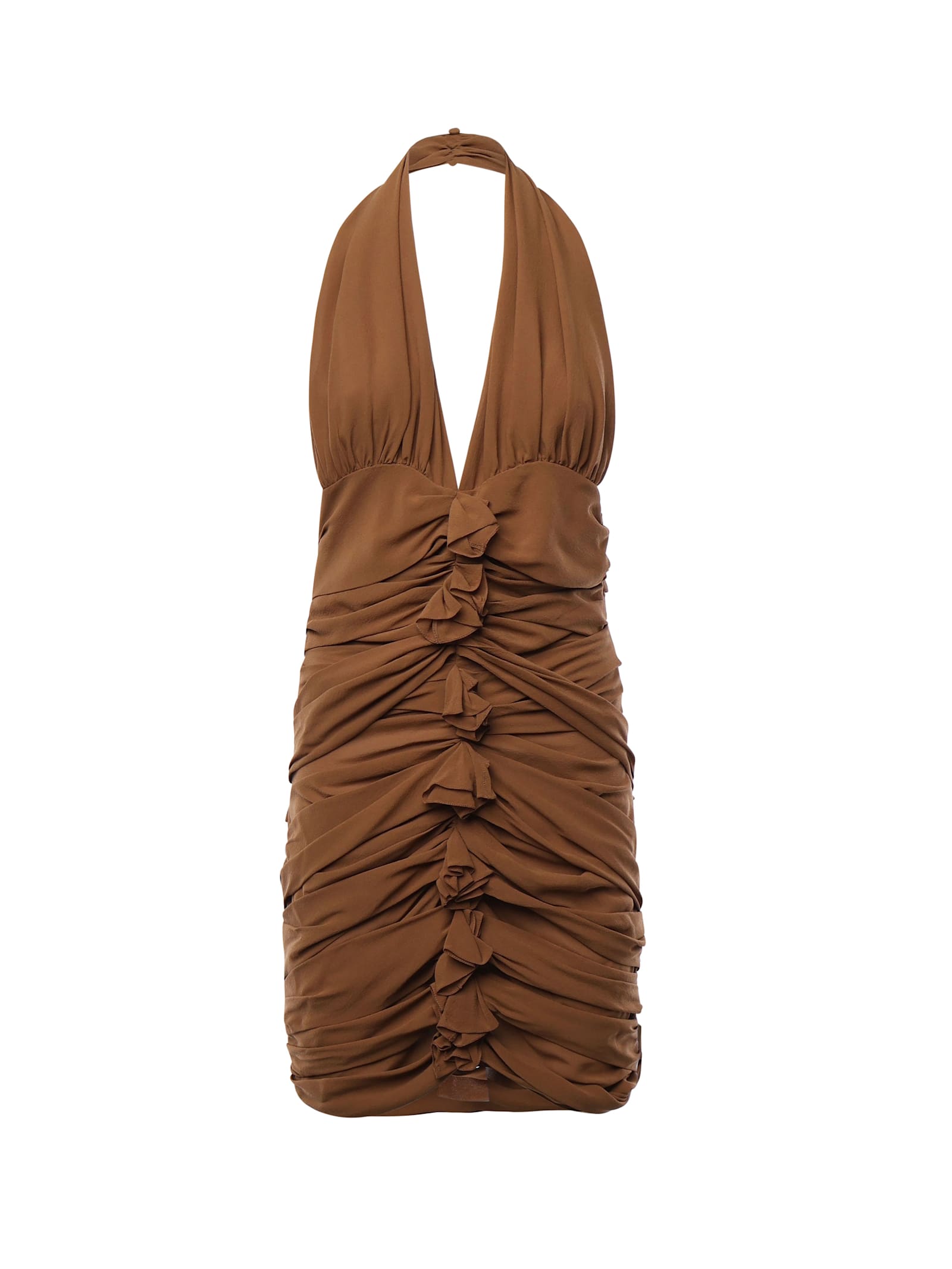 Saint Laurent Ruffled Cupro Dress