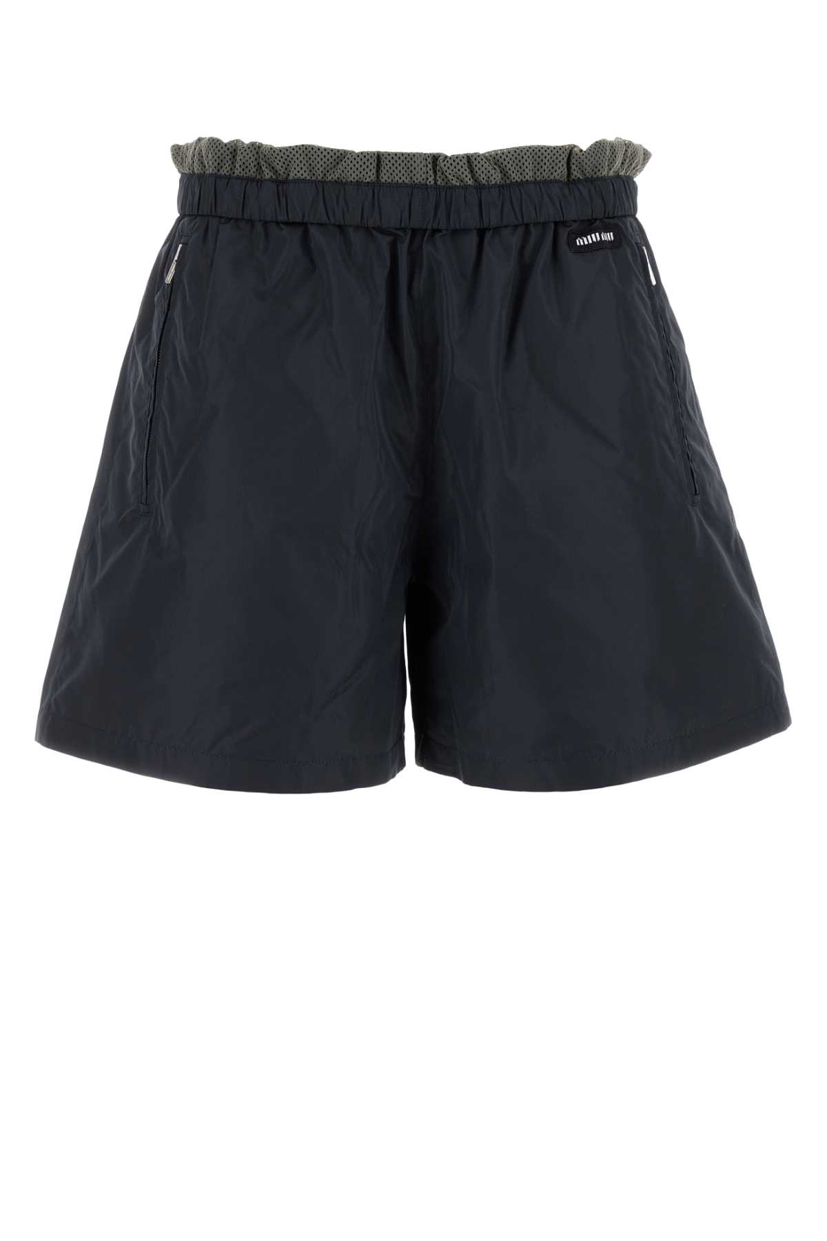 Miu Miu Navy Blue Tech Silk Shorts