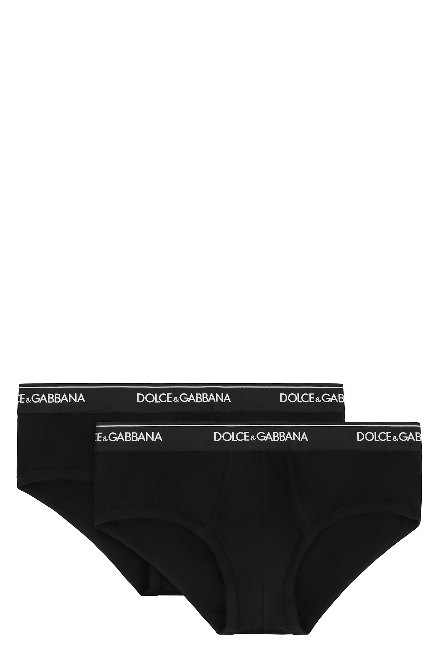 Dolce & Gabbana Set Of Two Cotton Briefs With Logoed Elastic Band