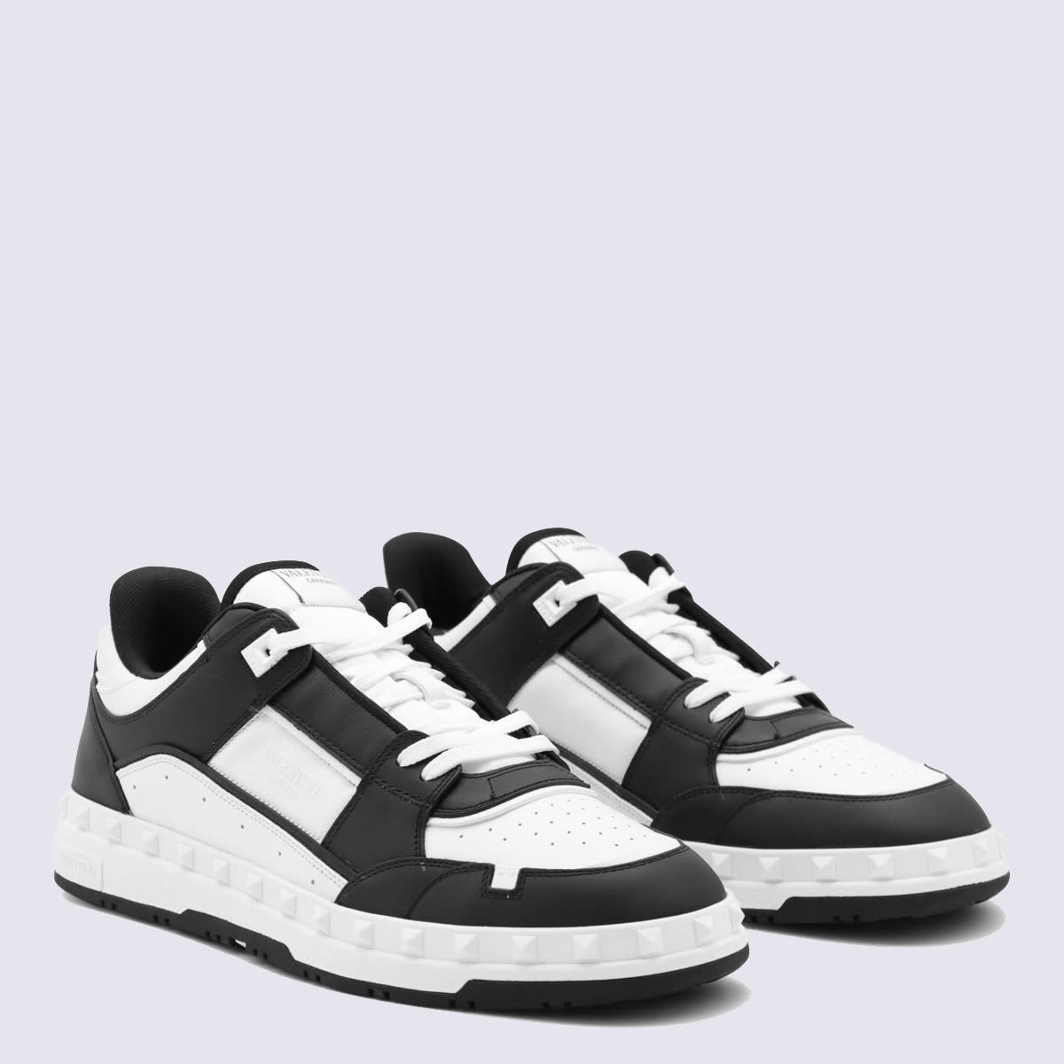 Valentino Garavani Black And White Leather Sneakers