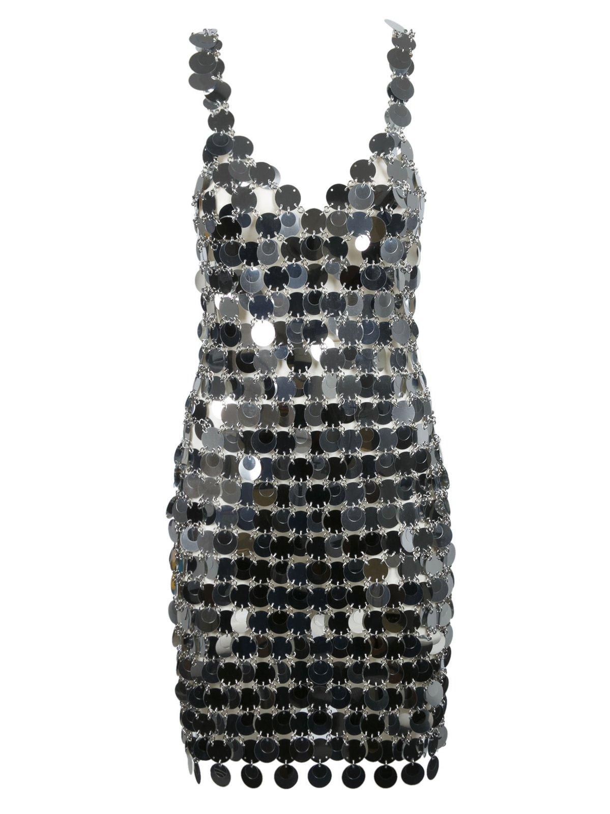 Paco Rabanne Disc Detailed Chainmail Mini Dress