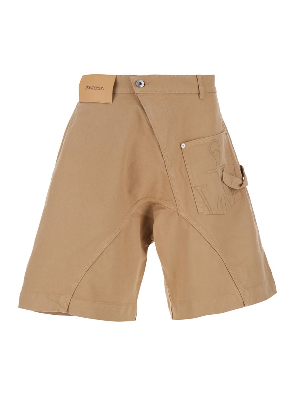 J. W. Anderson Beige Bermuda Shorts With Patch Pocket With Logo On The Front In Cotton Man