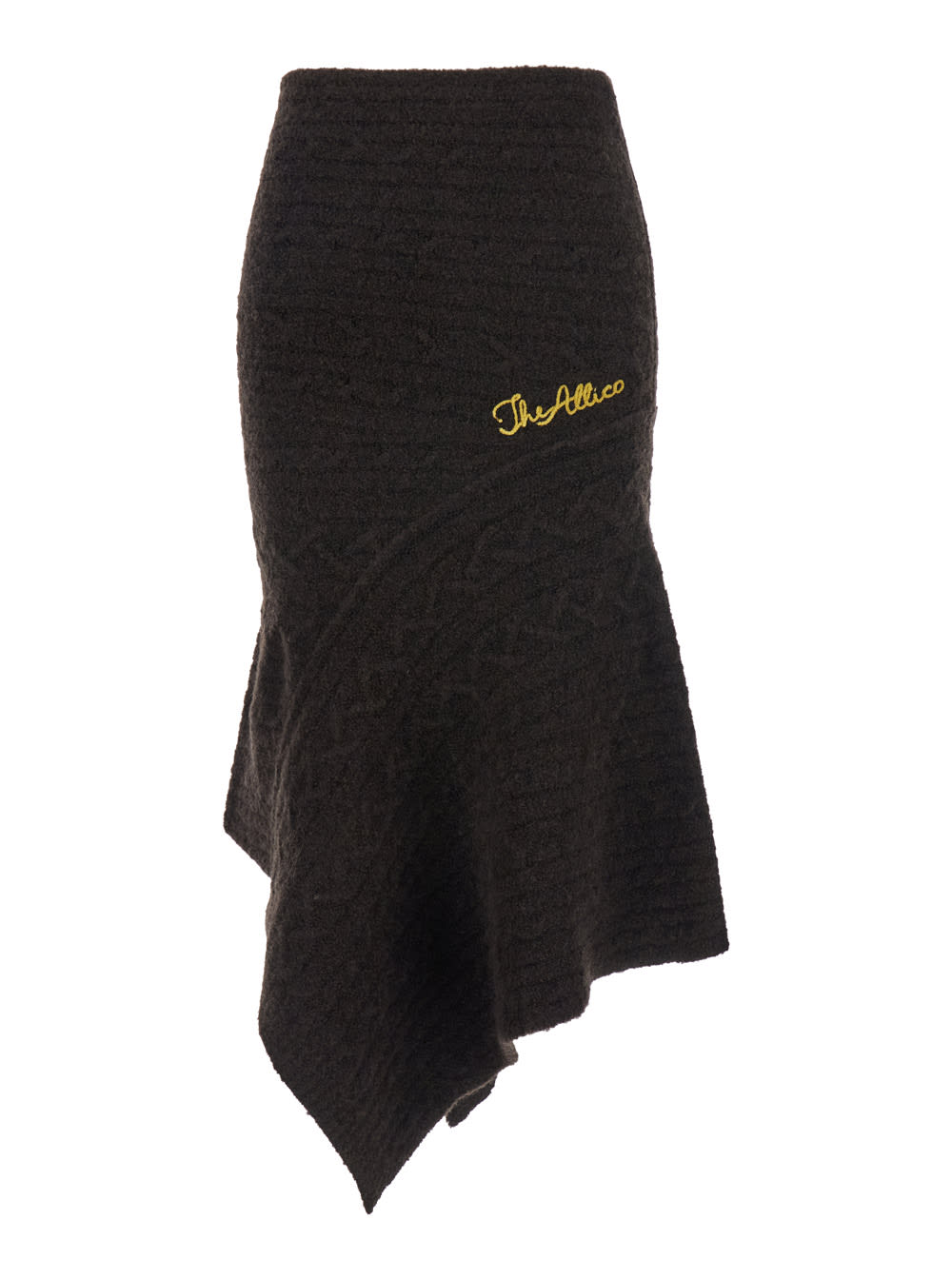The Attico Cable Wool Mix Knit Midi Skirt