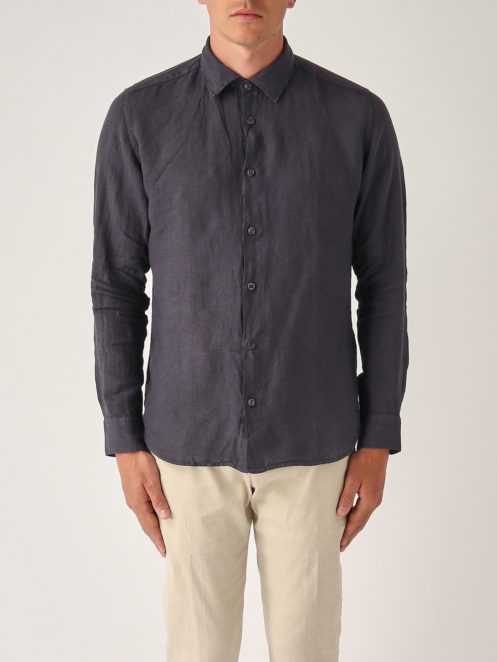 Altea Camicia M/l Collo Aperto Full-button Lino 100% Shirt