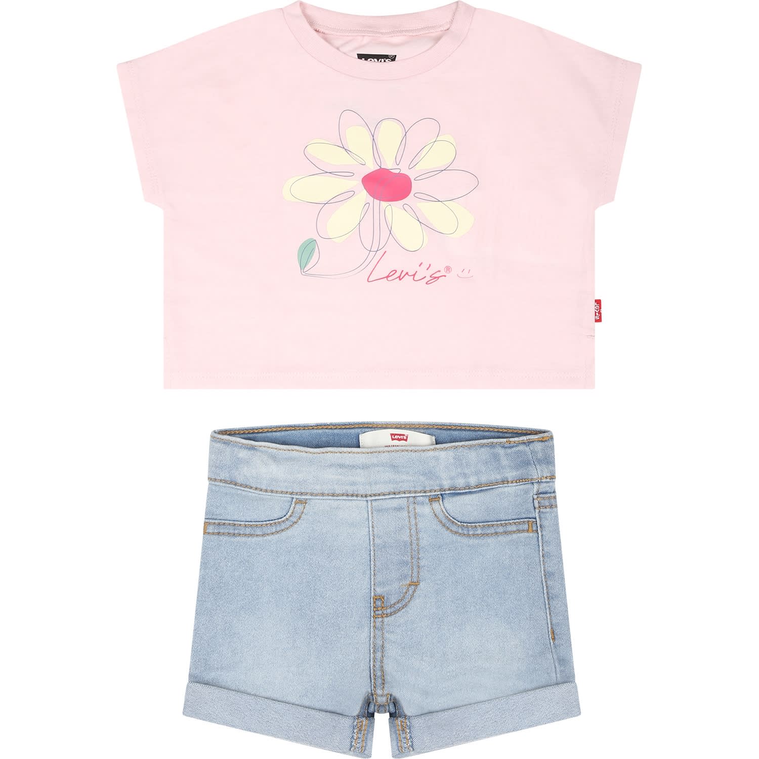 Levi's Pink Suit For Baby Girl With Flower Print