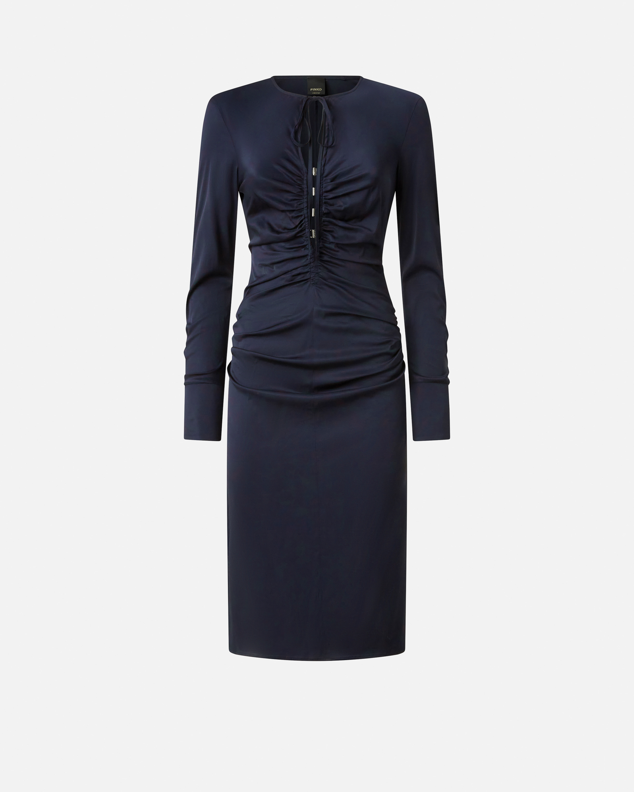 Pinko, Robe mi-longue à crochets métalliques, Bleu ténèbres, 36