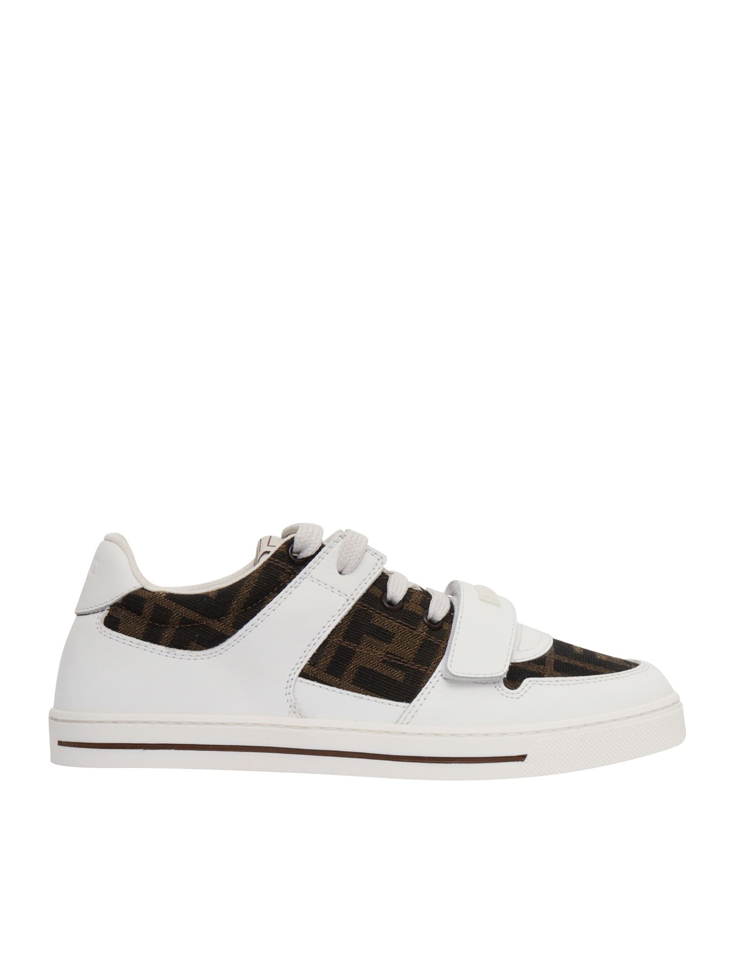 Fendi Calfskin And Fabric Sneakers