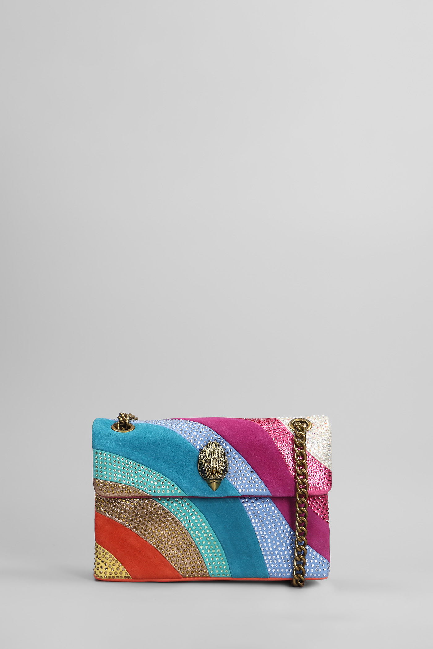 Kurt Geiger Mini Kensington Shoulder Bag In Multicolor Suede And Leather