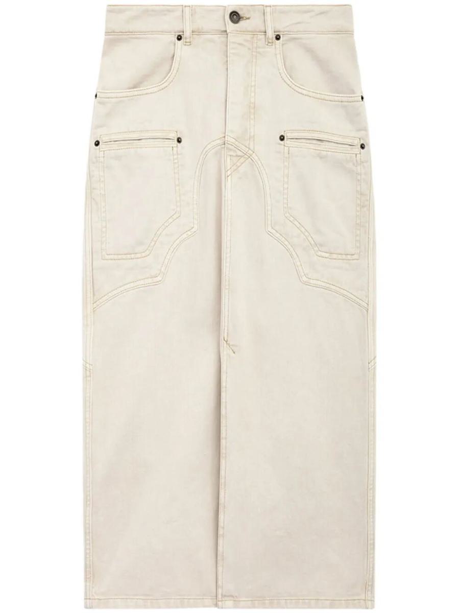 Isabel Marant Britt Stitched Denim Midi Skirt Clothing