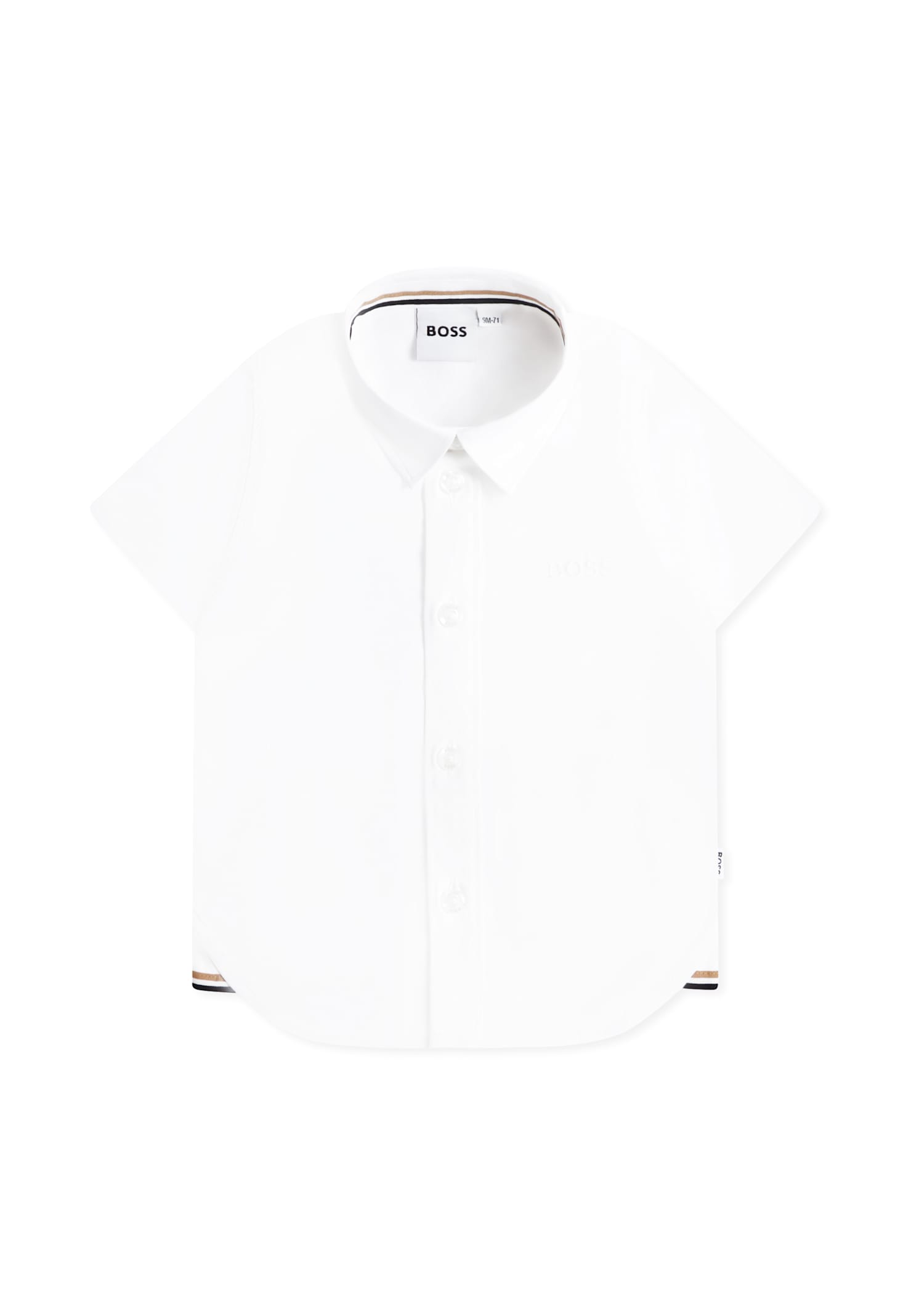 Hugo Boss White Shirt For Baby Boy With Logo
