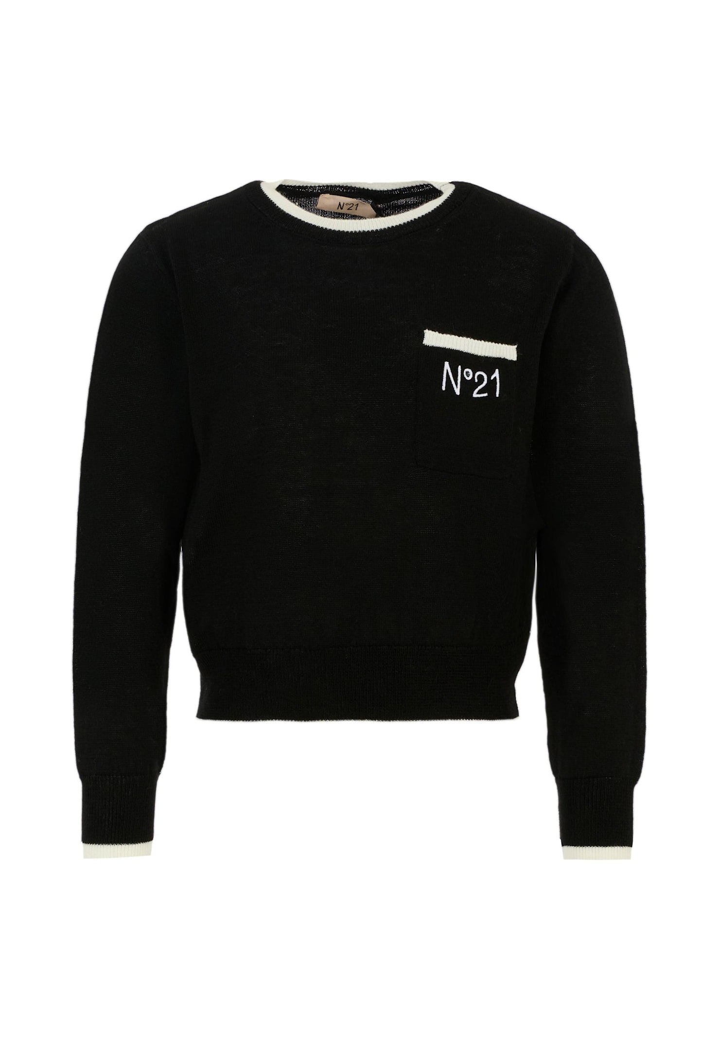 N.21 Black Sweater For Girl With Logo