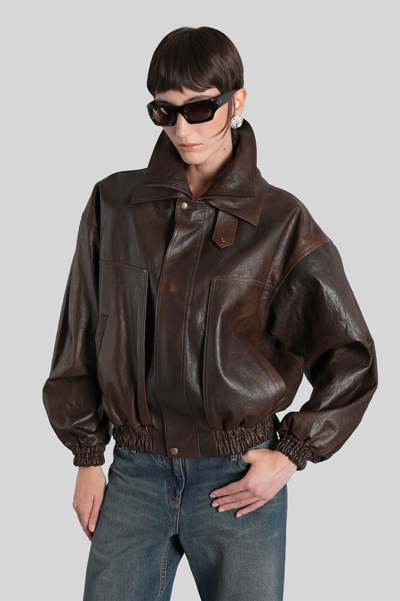 Magda Butrym Leather 20 Leather Jacket In Brown Leather