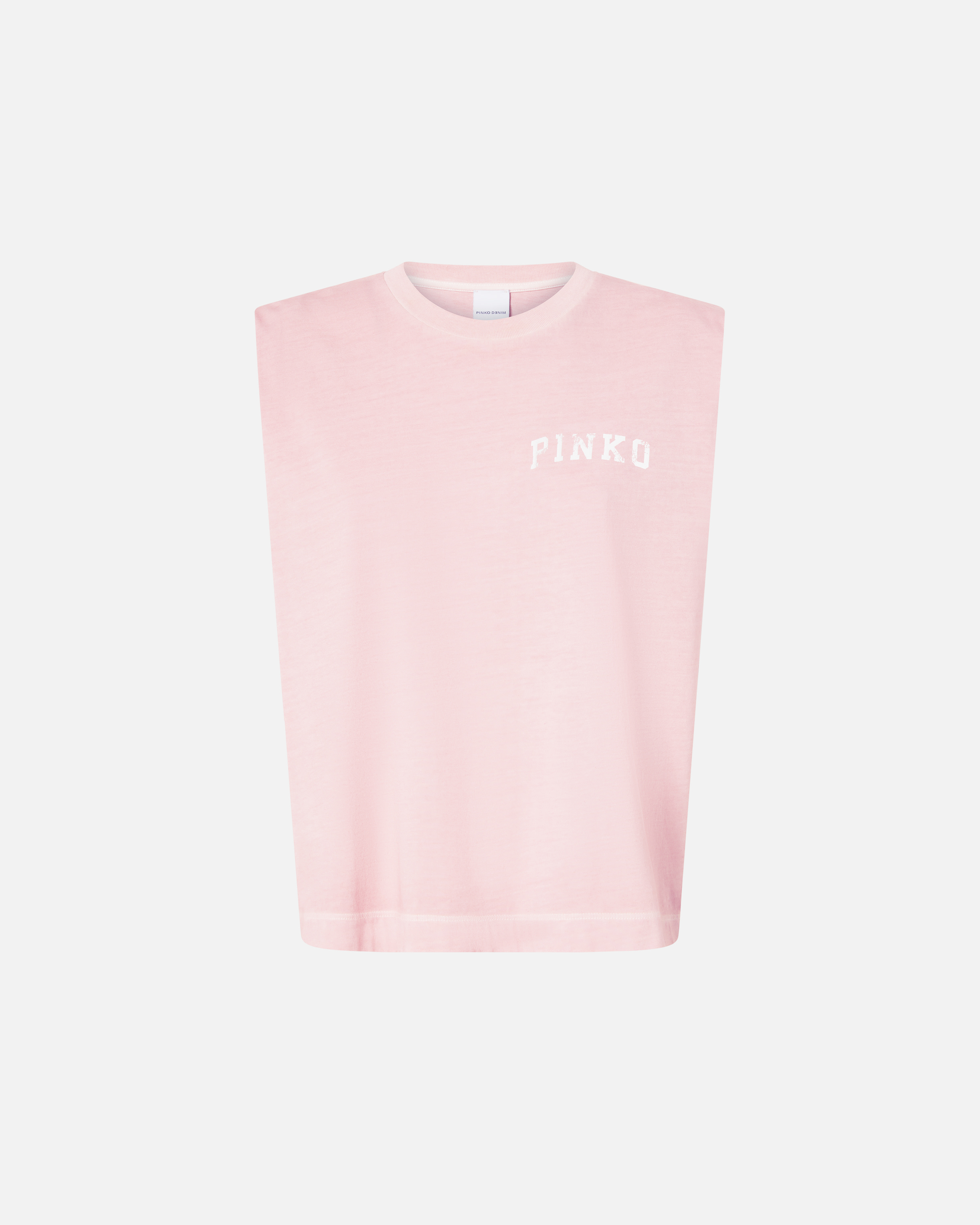 Pinko, T-shirt sans manches à logo PINKO, Rouge corail, XS