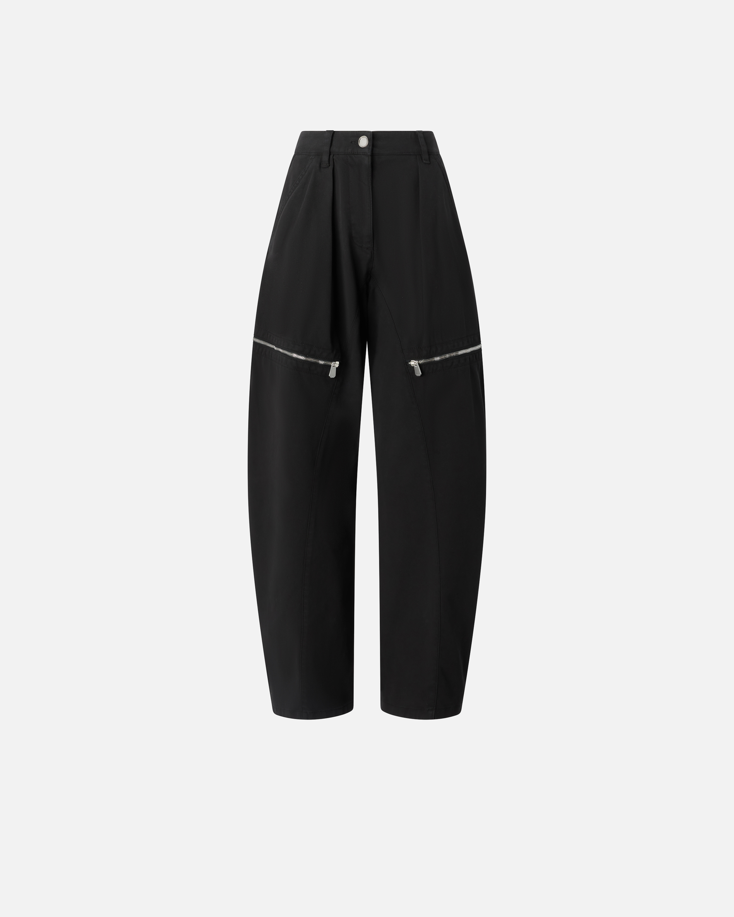 Pinko, Pantalon ballon avec fermeture zippée à mi-cuisse, Noir limousine, 36