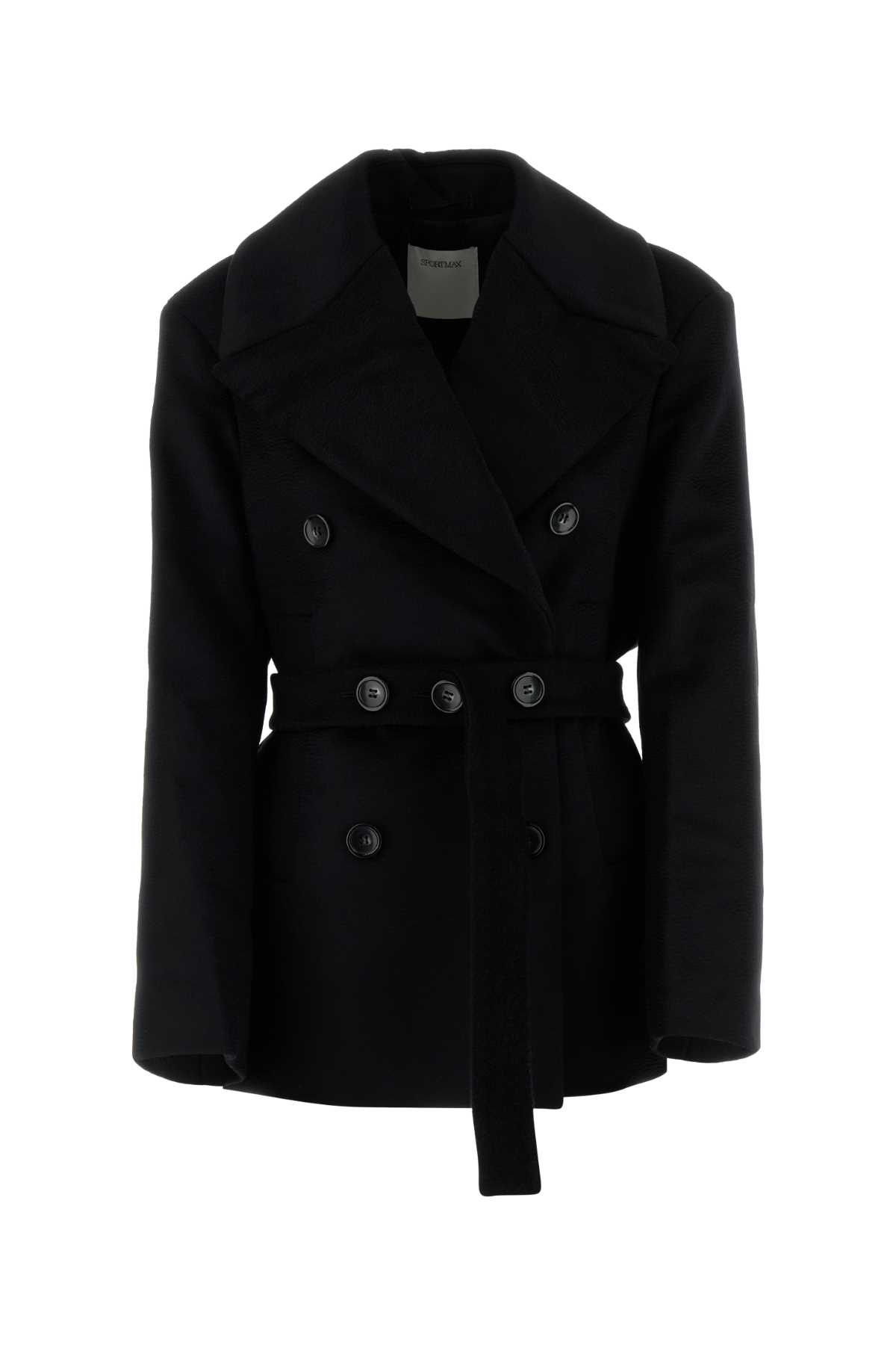 SportMax Black Wool Orchis Coat