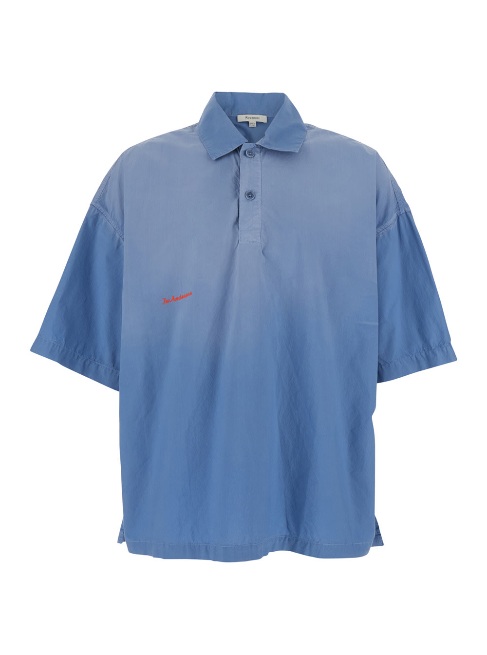 J. W. Anderson Blue Oversize Polo Shirt With Logo Lettering On The Front And Logo Detail In Cotton Man