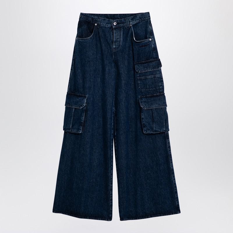 Off-White Blue Wide Cargo Denim Jeans