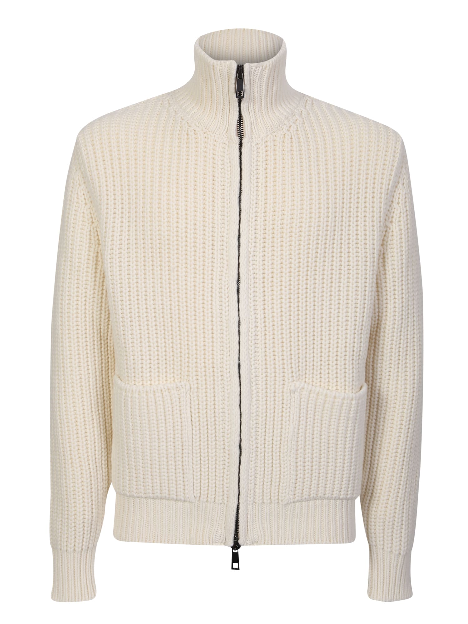 Original Vintage Style White Half-zip Collar Cardigan