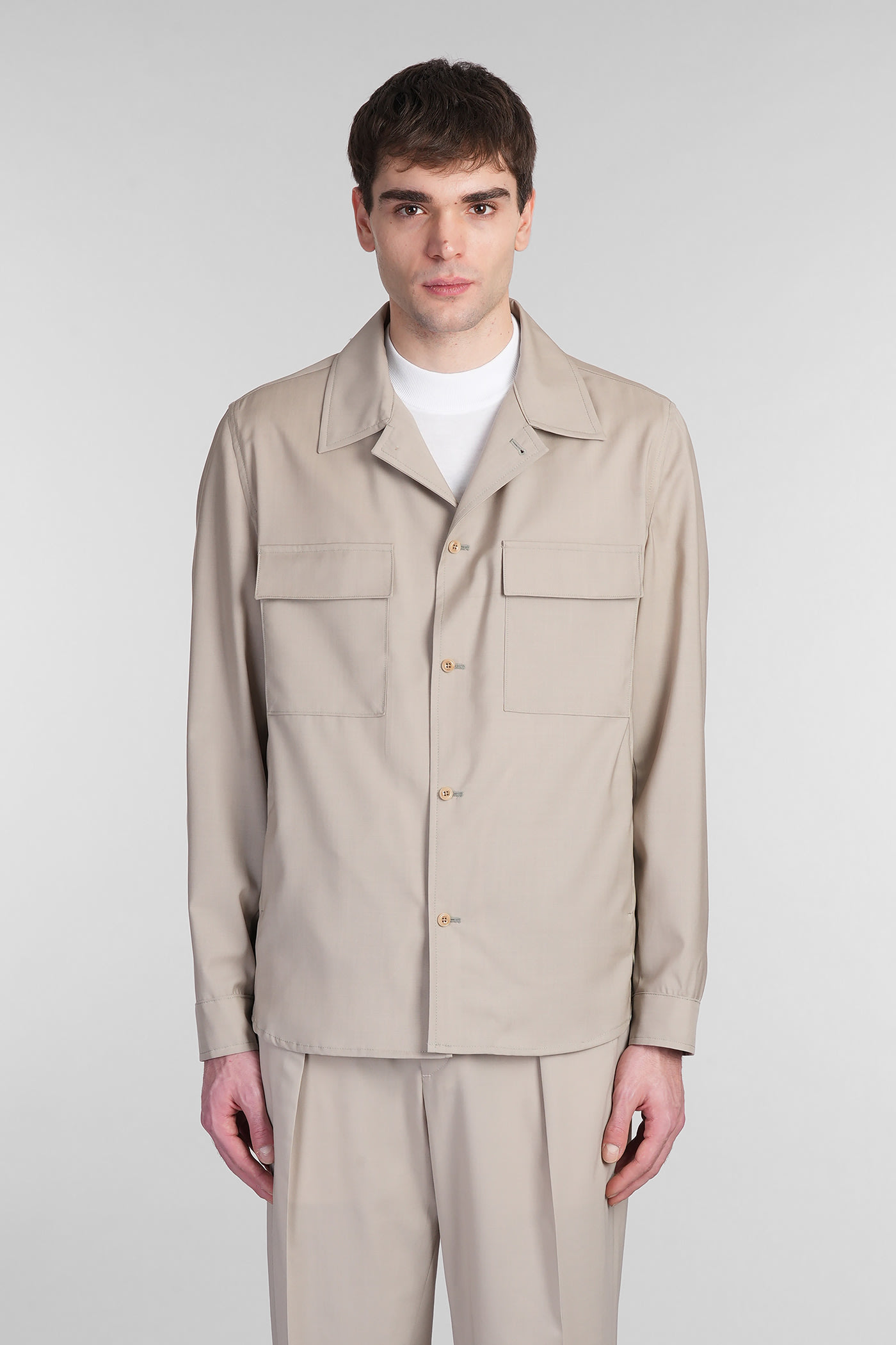 Briglia 1949 John Casual Jacket In Khaki Wool