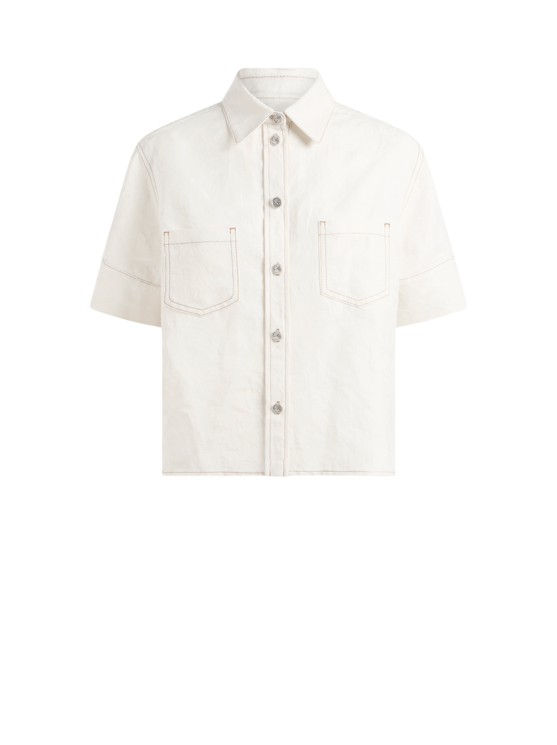 Etro, Chemise En Denim Jacquard, Femme, Blanc, Taille 38